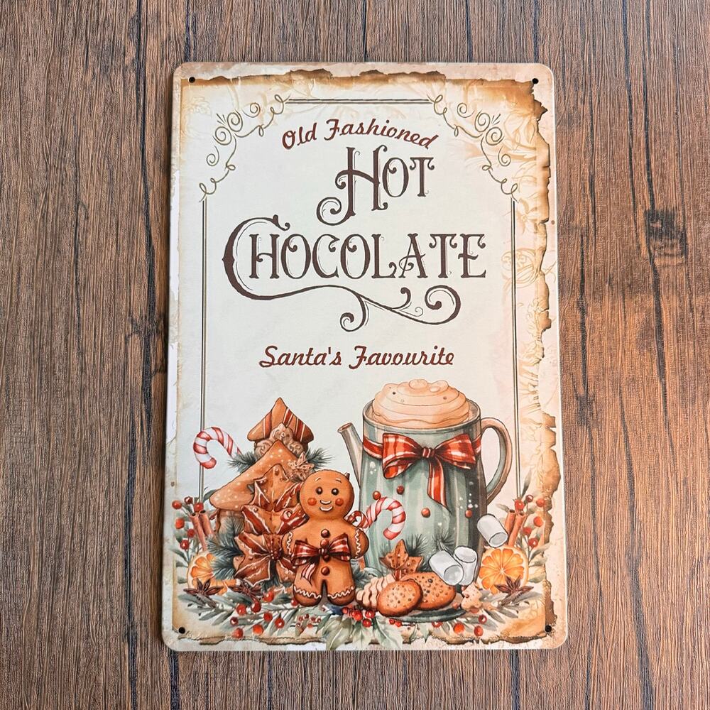 Christmas Holiday Sign Metal Sign Kitchen Home Decor Gift Idea Hot Cocoa NEW!